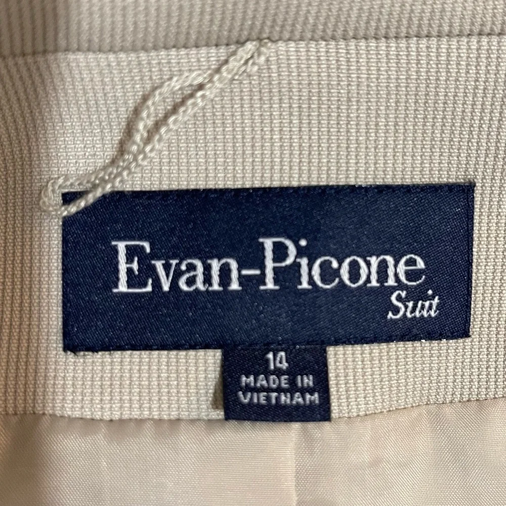 Vintage Evan Picone Blazer Sz 14 One Button Front Beige color - Picture 13 of 16